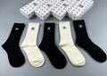 Chanel black cream ribbed emblem crew socks - view 1