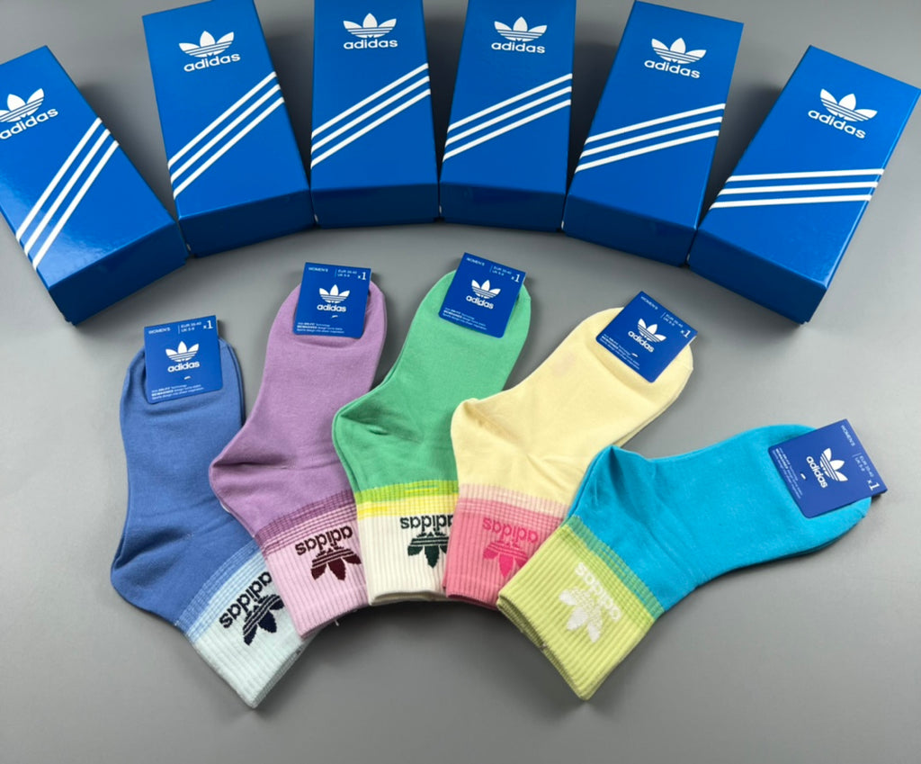 Adidas Blue Pastel Color Crew Socks - Boxed Set of 5 Pairs - image 3