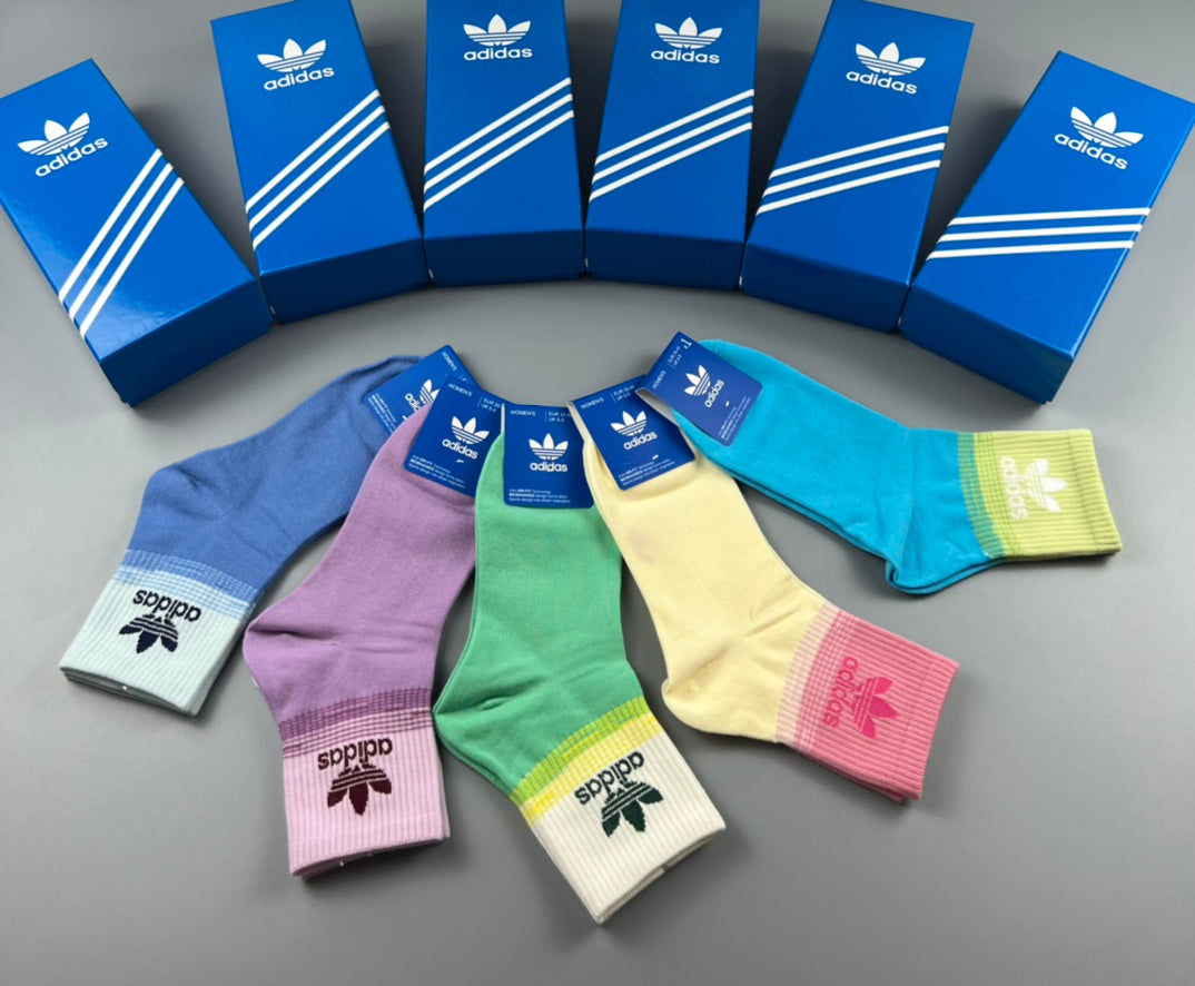 Adidas Blue Pastel Color Crew Socks - Boxed Set of 5 Pairs - image 2
