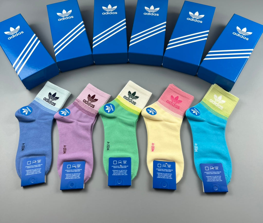 Adidas Blue Pastel Color Crew Socks - Boxed Set of 5 Pairs - image 5