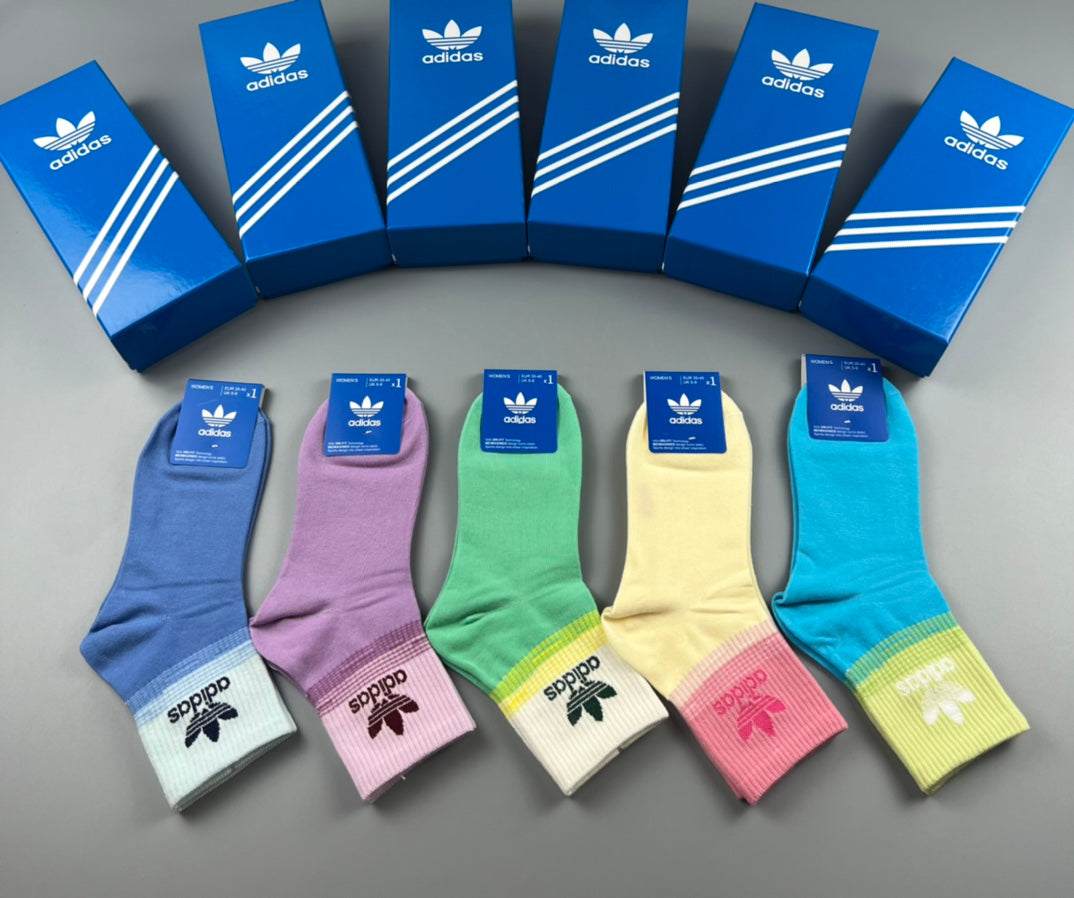 Adidas Blue Pastel Color Crew Socks - Boxed Set of 5 Pairs - image 1