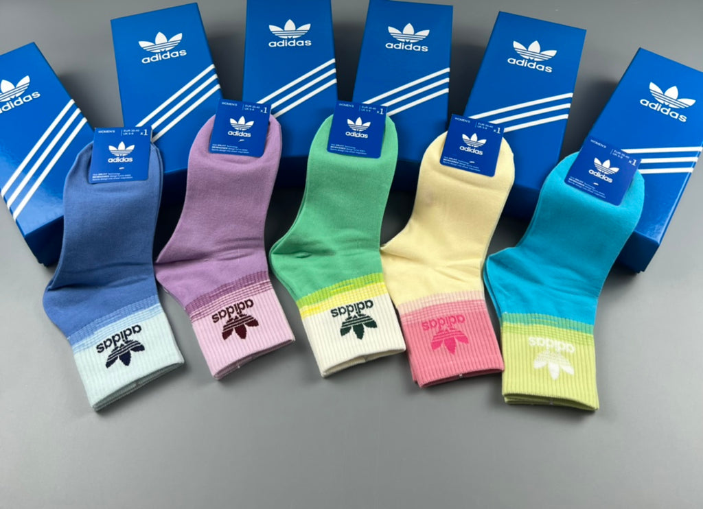 Adidas Blue Pastel Color Crew Socks - Boxed Set of 5 Pairs - image 4