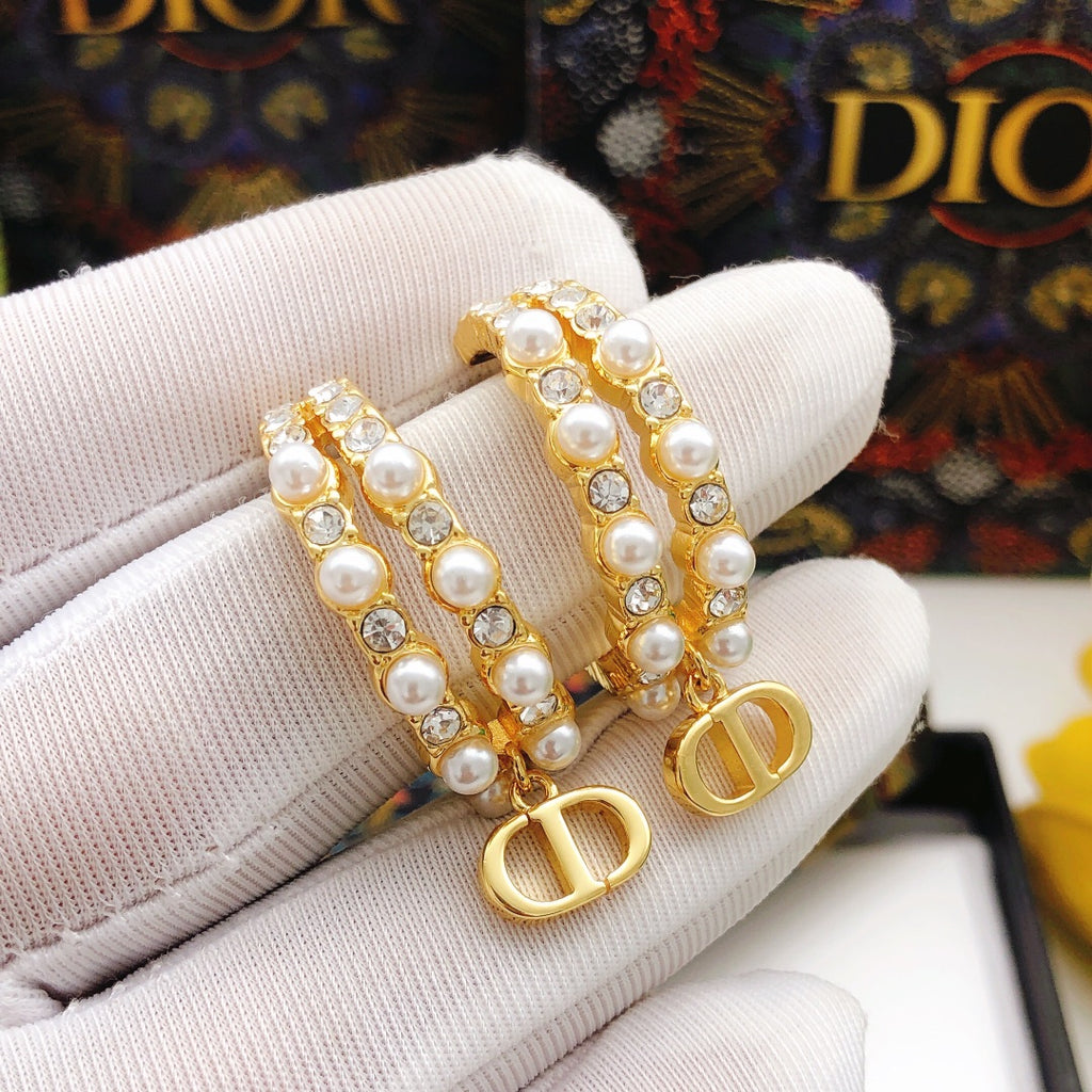 Dior Pearl-Look CD Hoop Earrings - product image 1