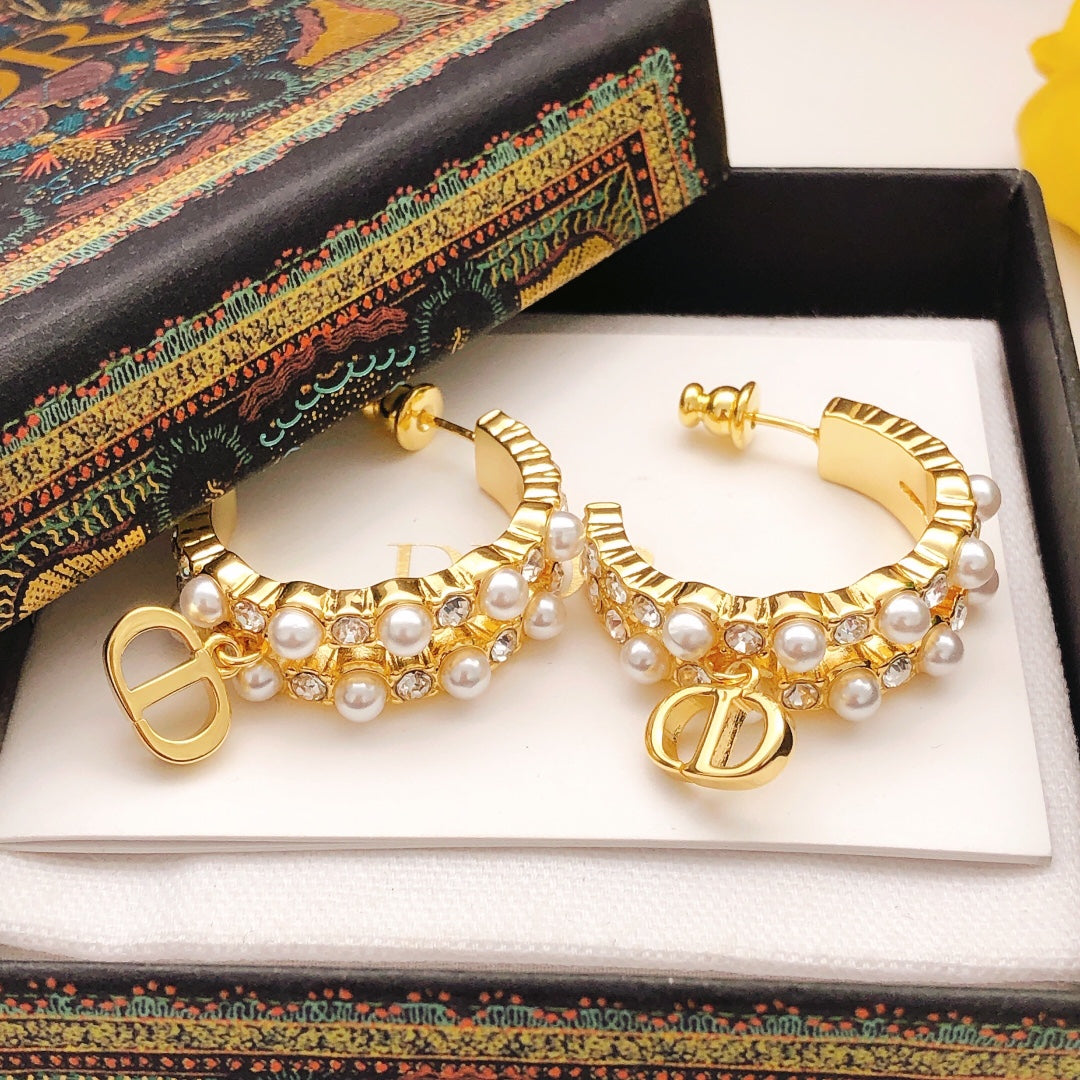 Dior Pearl-Look CD Hoop Earrings - product image 6