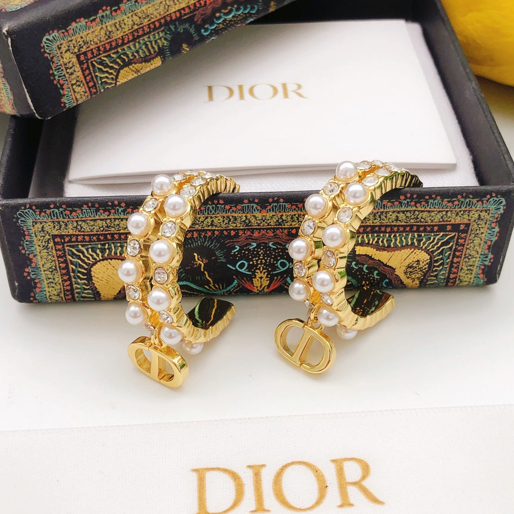 Dior Pearl-Look CD Hoop Earrings - product image 9