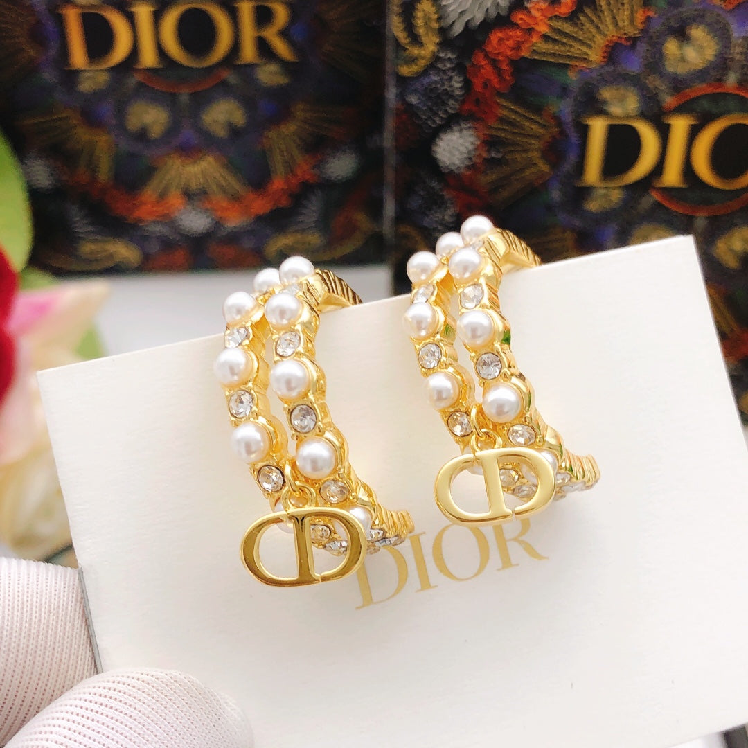Dior Pearl-Look CD Hoop Earrings - product image 4