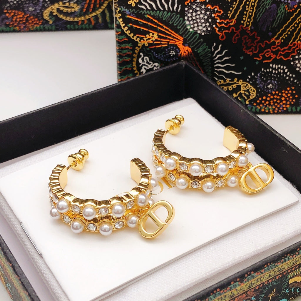 Dior Pearl-Look CD Hoop Earrings - product image 7