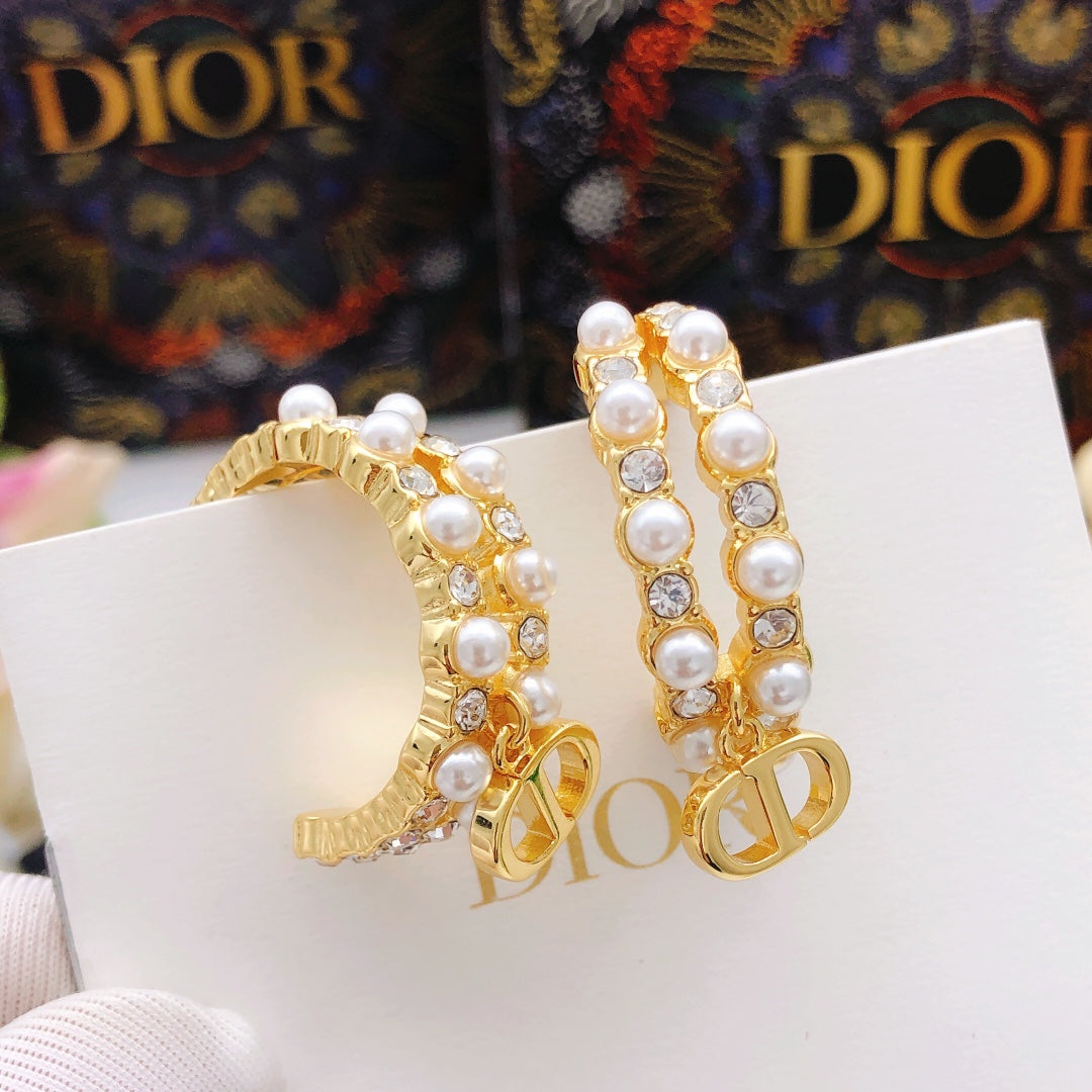 Dior Pearl-Look CD Hoop Earrings - product image 2