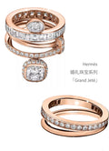 Hermès Rose Gold-Tone Round Crystal Ring - album image 1
