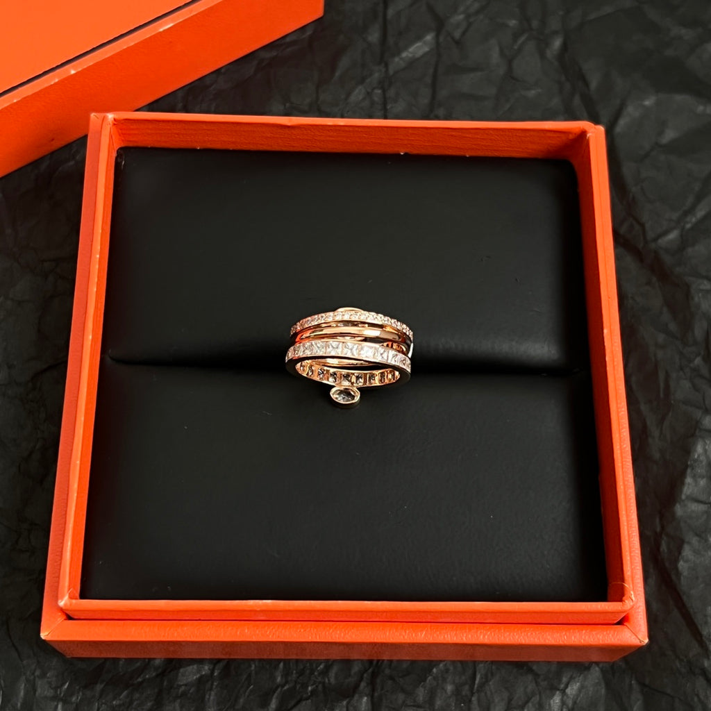 Hermès Rose Gold-Tone Round Crystal Ring - album image 6