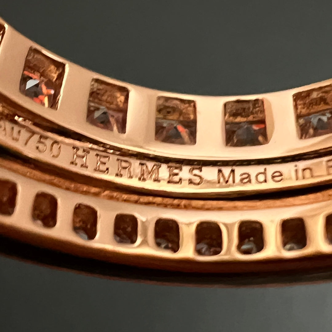 Hermès Rose Gold-Tone Round Crystal Ring - album image 9