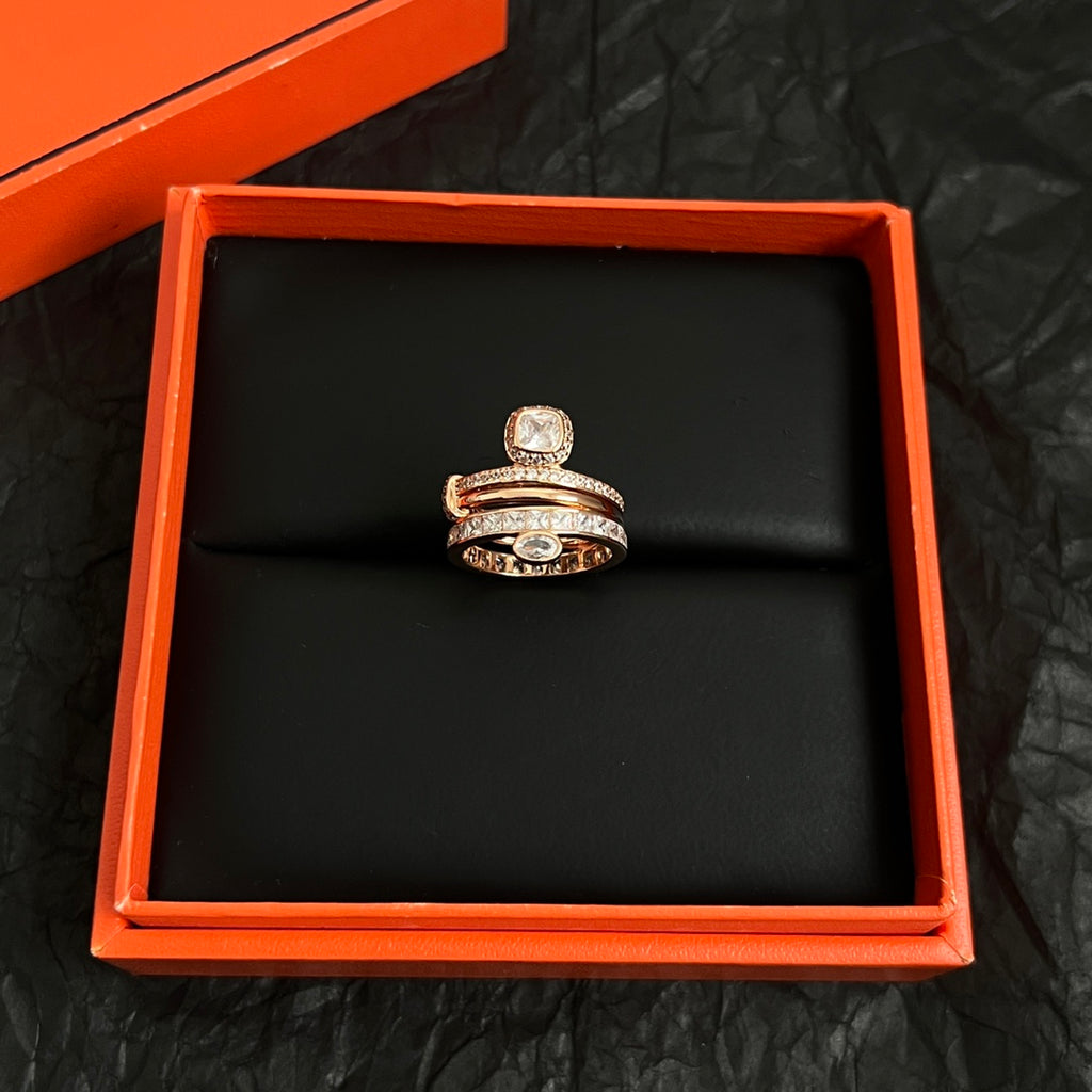 Hermès Rose Gold-Tone Round Crystal Ring - album image 7