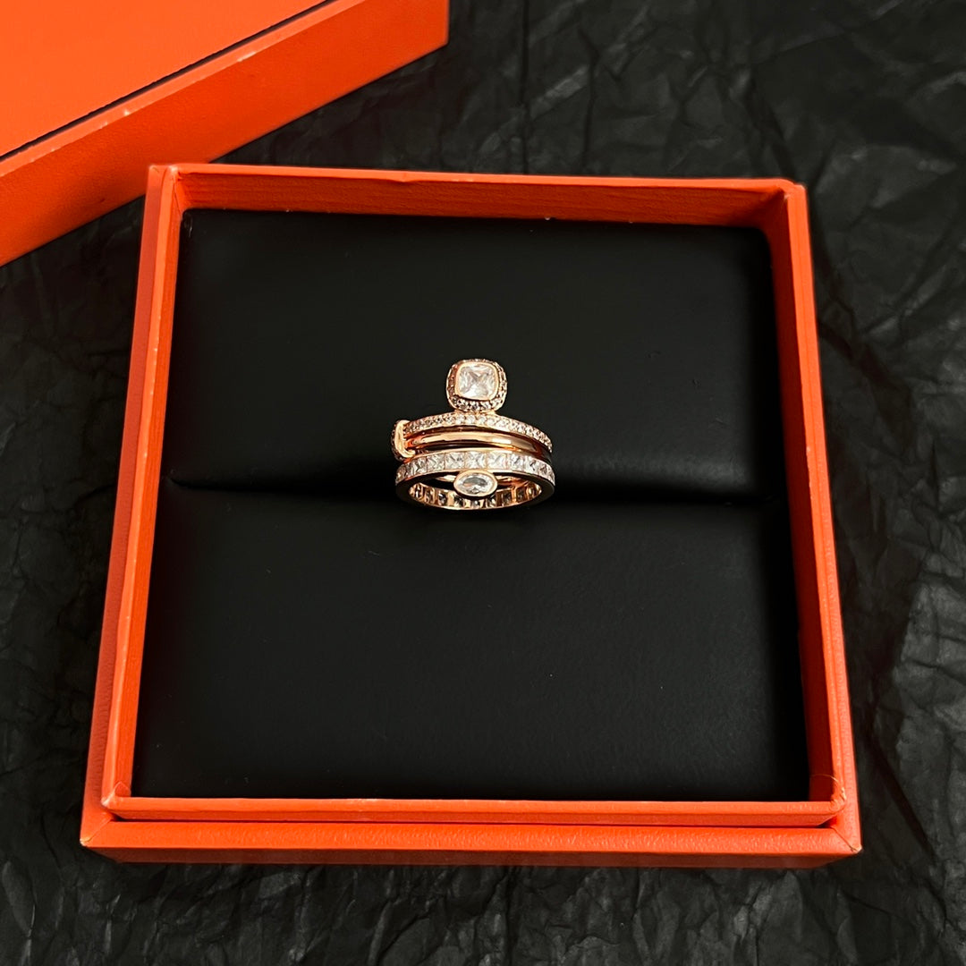 Hermès Rose Gold-Tone Round Crystal Ring - album image 7