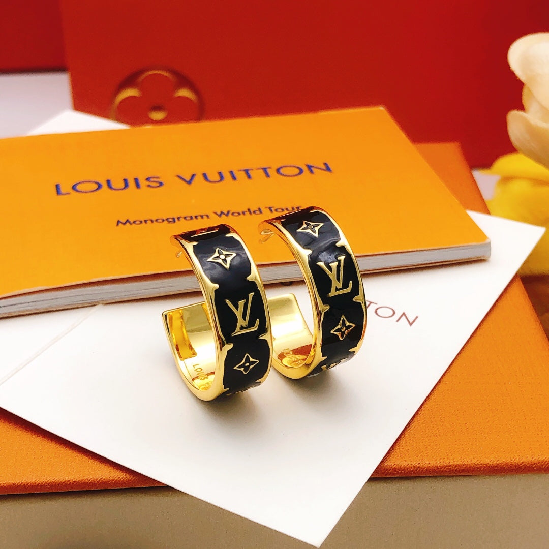 Louis Vuitton Black Circular Earrings - album image 1