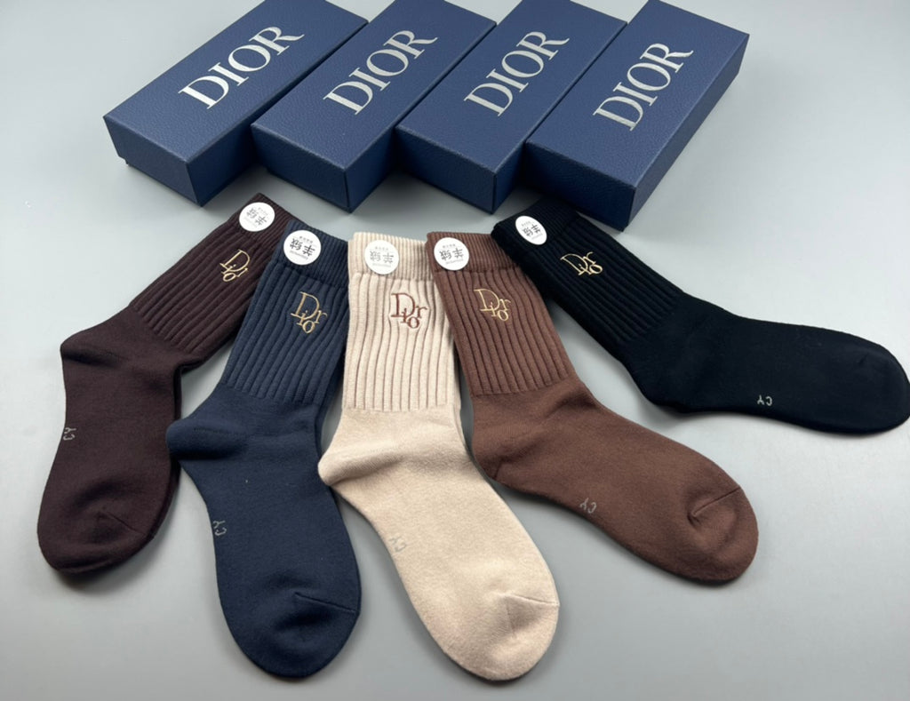 Dior ribbed gold monogram crew socks - view 4