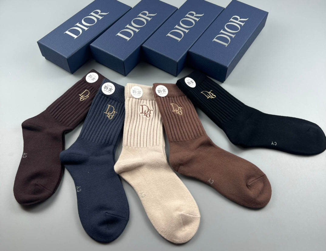 Dior ribbed gold monogram crew socks - view 4