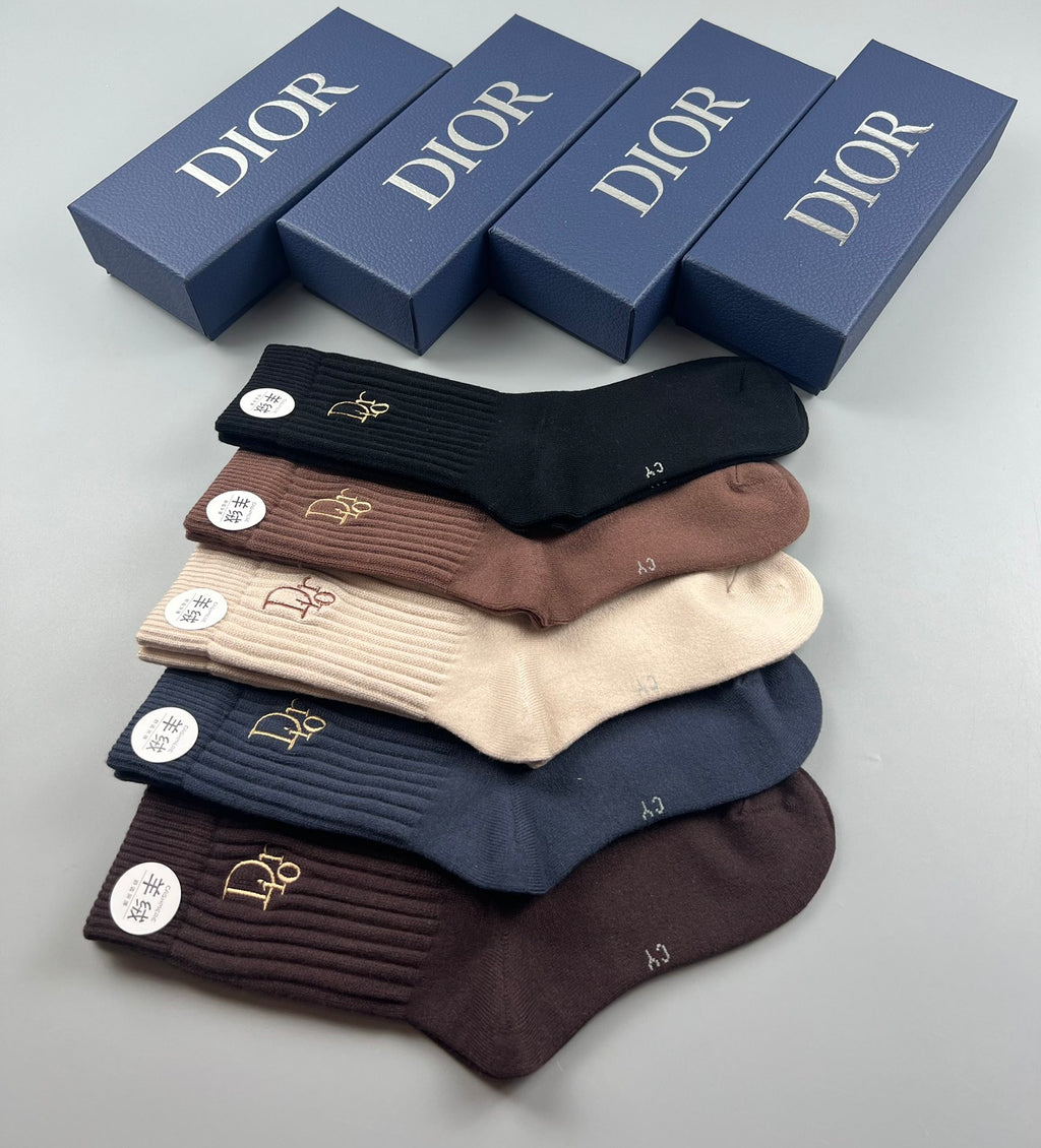 Dior ribbed gold monogram crew socks - view 7