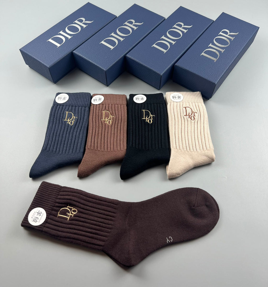 Dior ribbed gold monogram crew socks - view 2