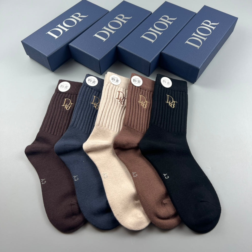 Dior ribbed gold monogram crew socks - view 8