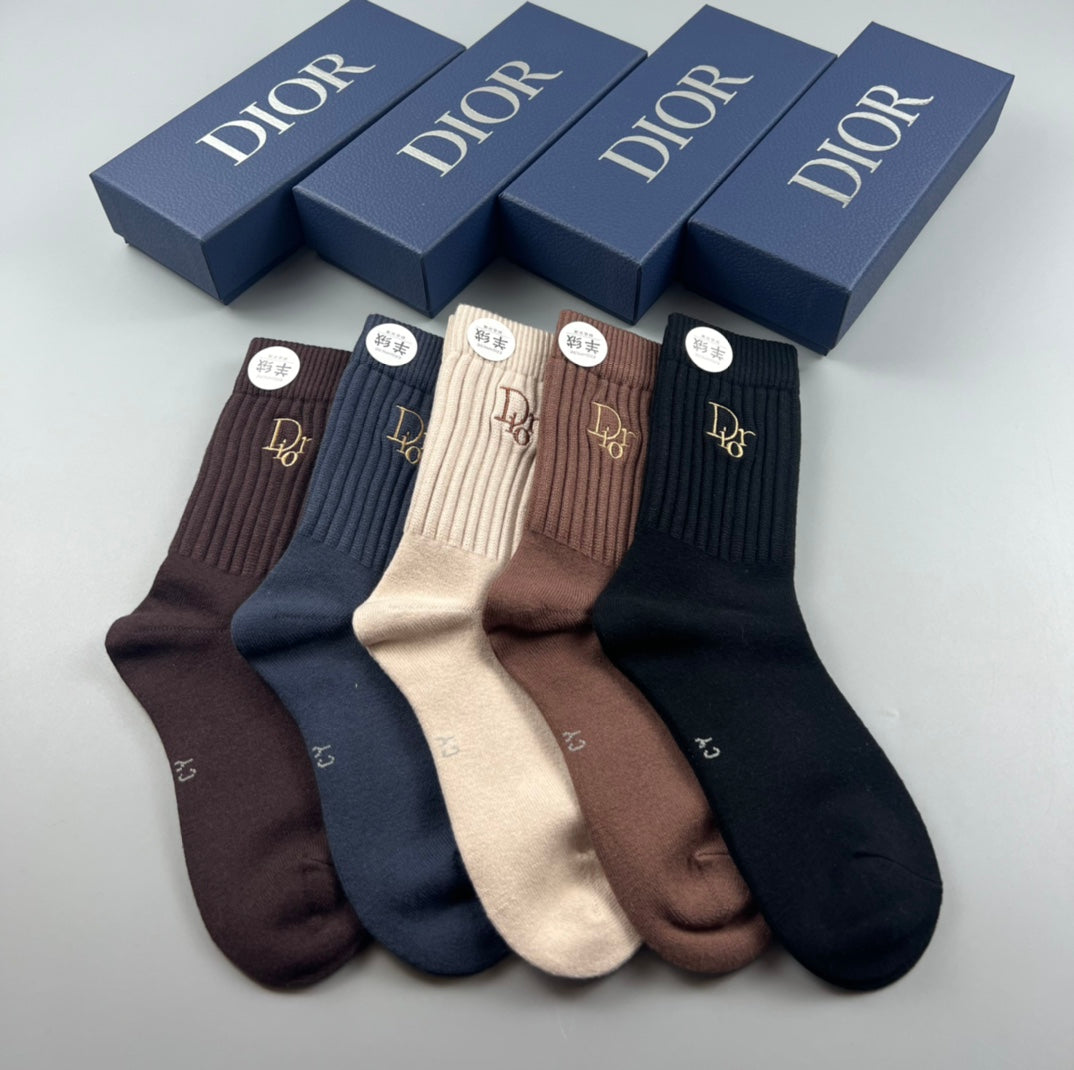 Dior ribbed gold monogram crew socks - view 8