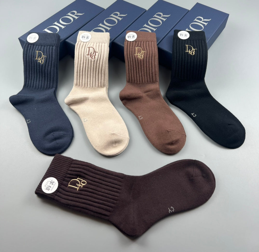 Dior ribbed gold monogram crew socks - view 6