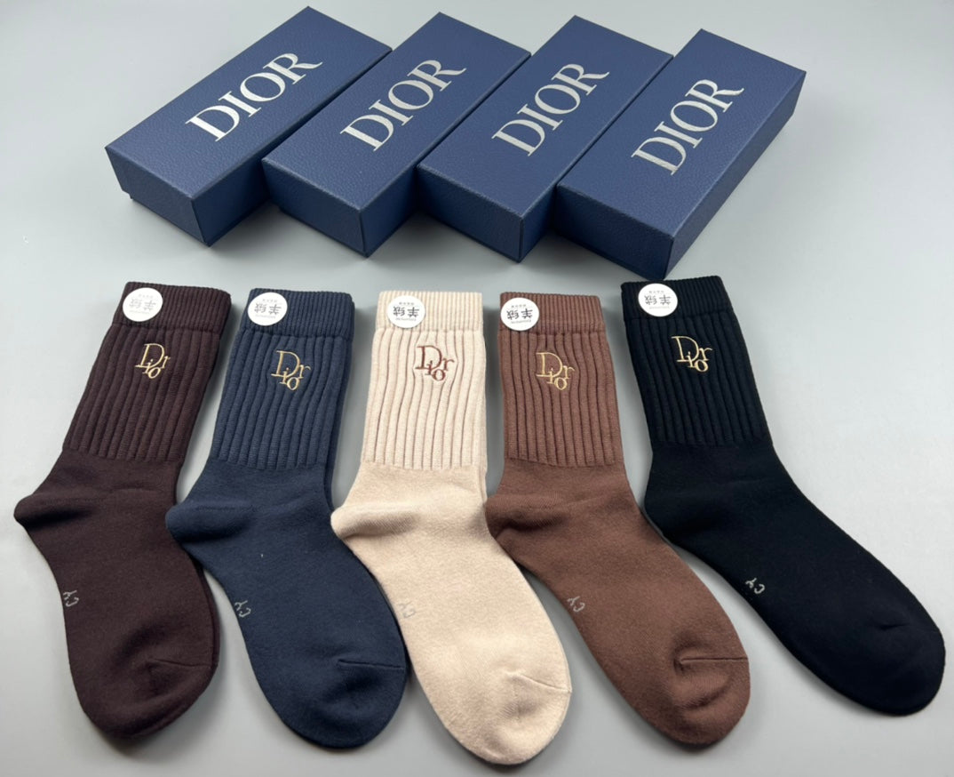 Dior ribbed gold monogram crew socks - view 3
