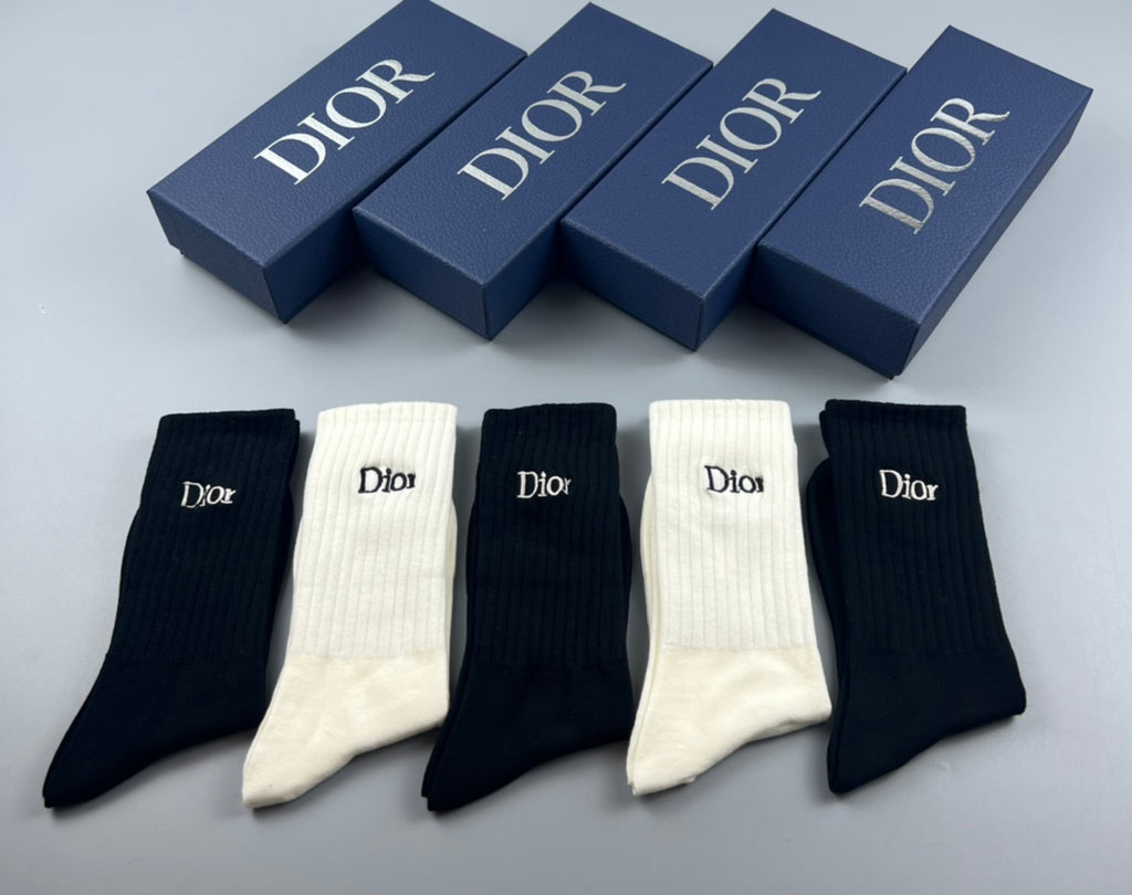 Dior minimal ribbed lettering crew socks - view 2