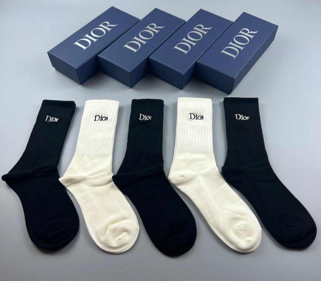 Dior minimal ribbed lettering crew socks - view 1