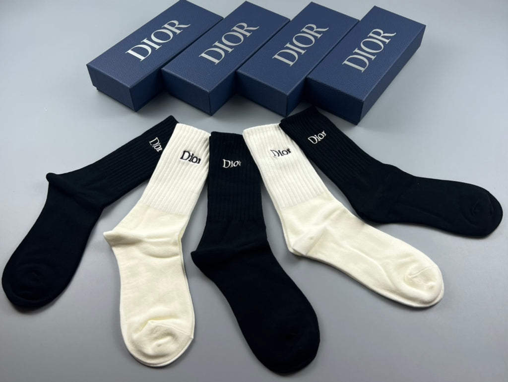 Dior minimal ribbed lettering crew socks - view 3