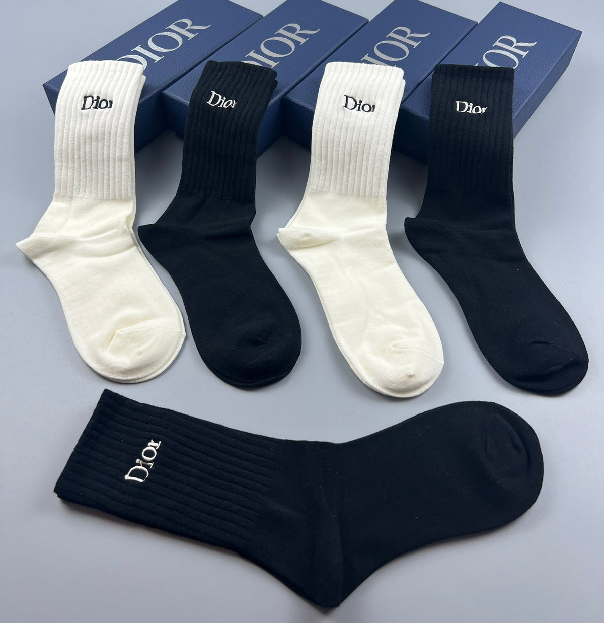 Dior minimal ribbed lettering crew socks - view 5