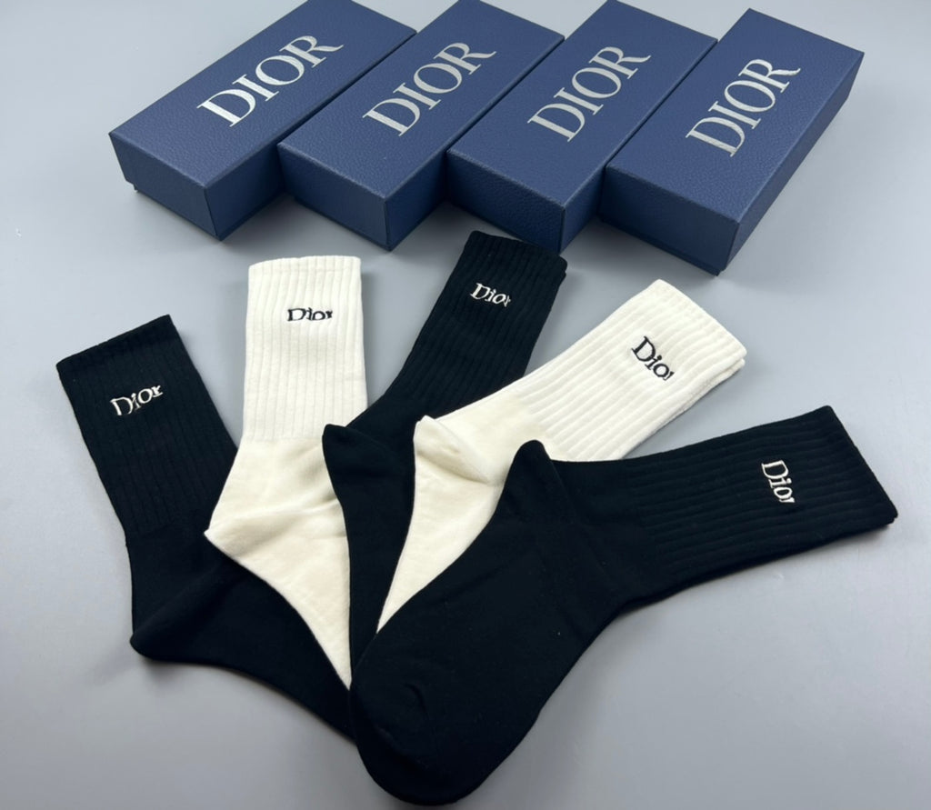 Dior minimal ribbed lettering crew socks - view 4