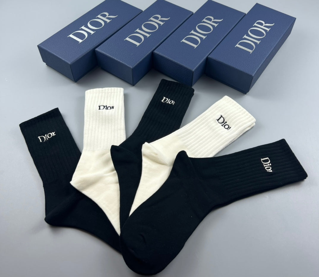 Dior minimal ribbed lettering crew socks - view 4