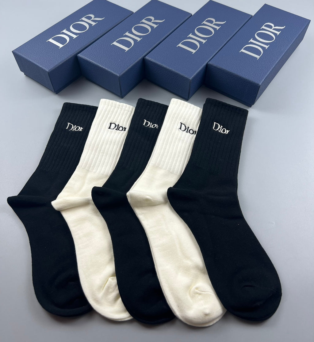 Dior minimal ribbed lettering crew socks - view 8