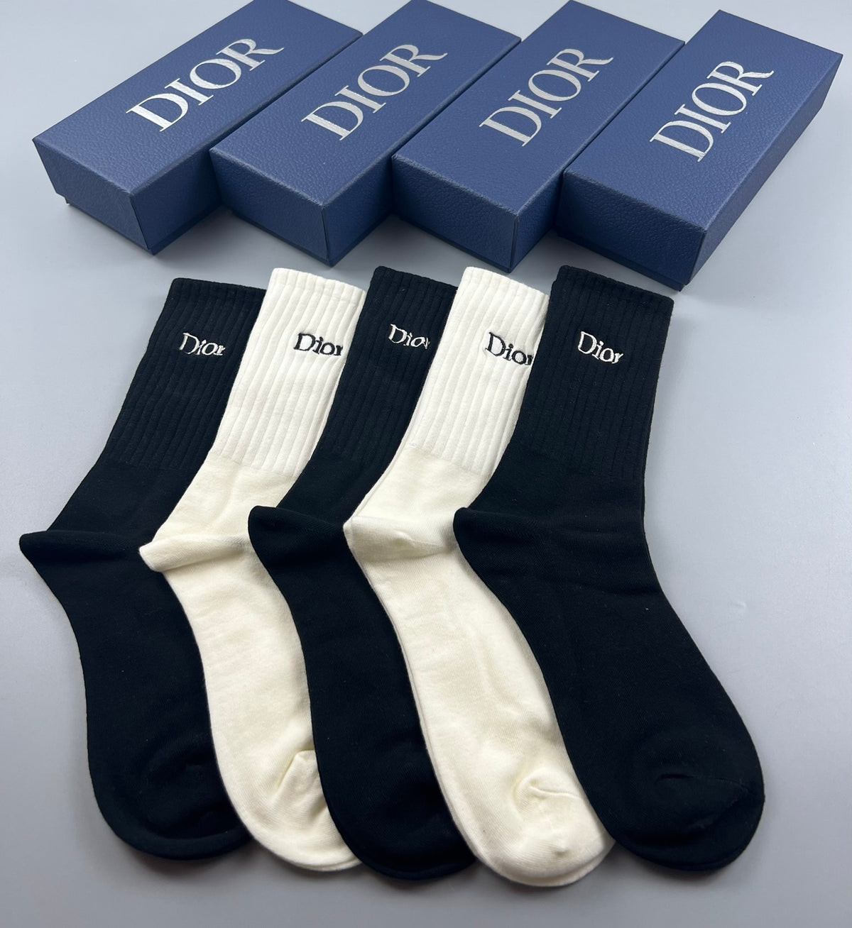 Dior minimal ribbed lettering crew socks - view 8