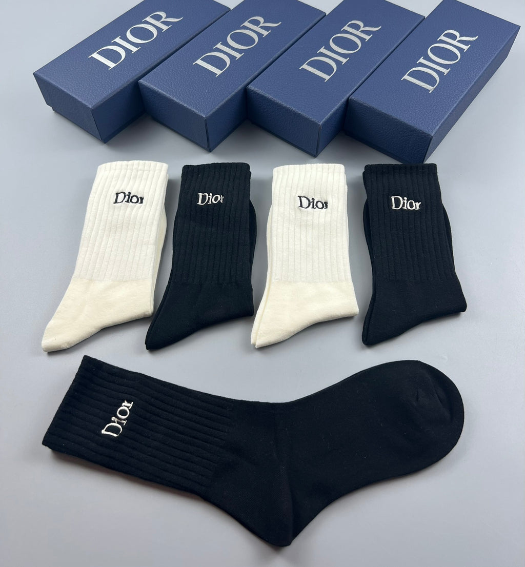 Dior minimal ribbed lettering crew socks - view 6