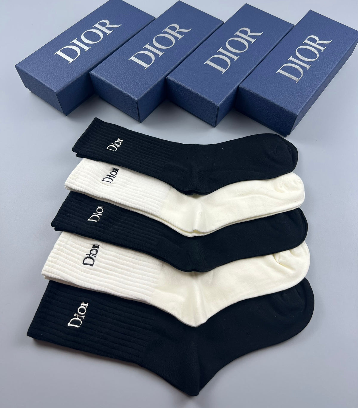 Dior minimal ribbed lettering crew socks - view 7