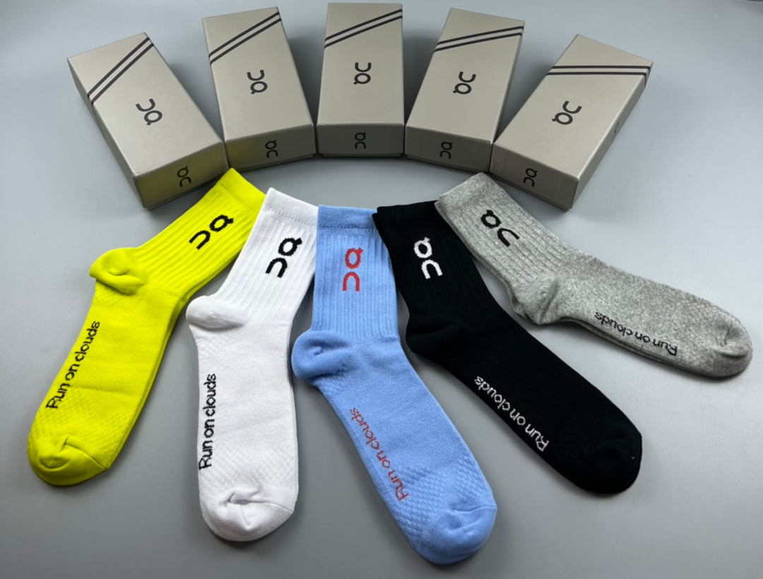 On bright ribbed crew socks - product view 2