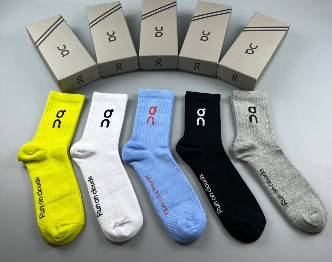 On bright ribbed crew socks - main image