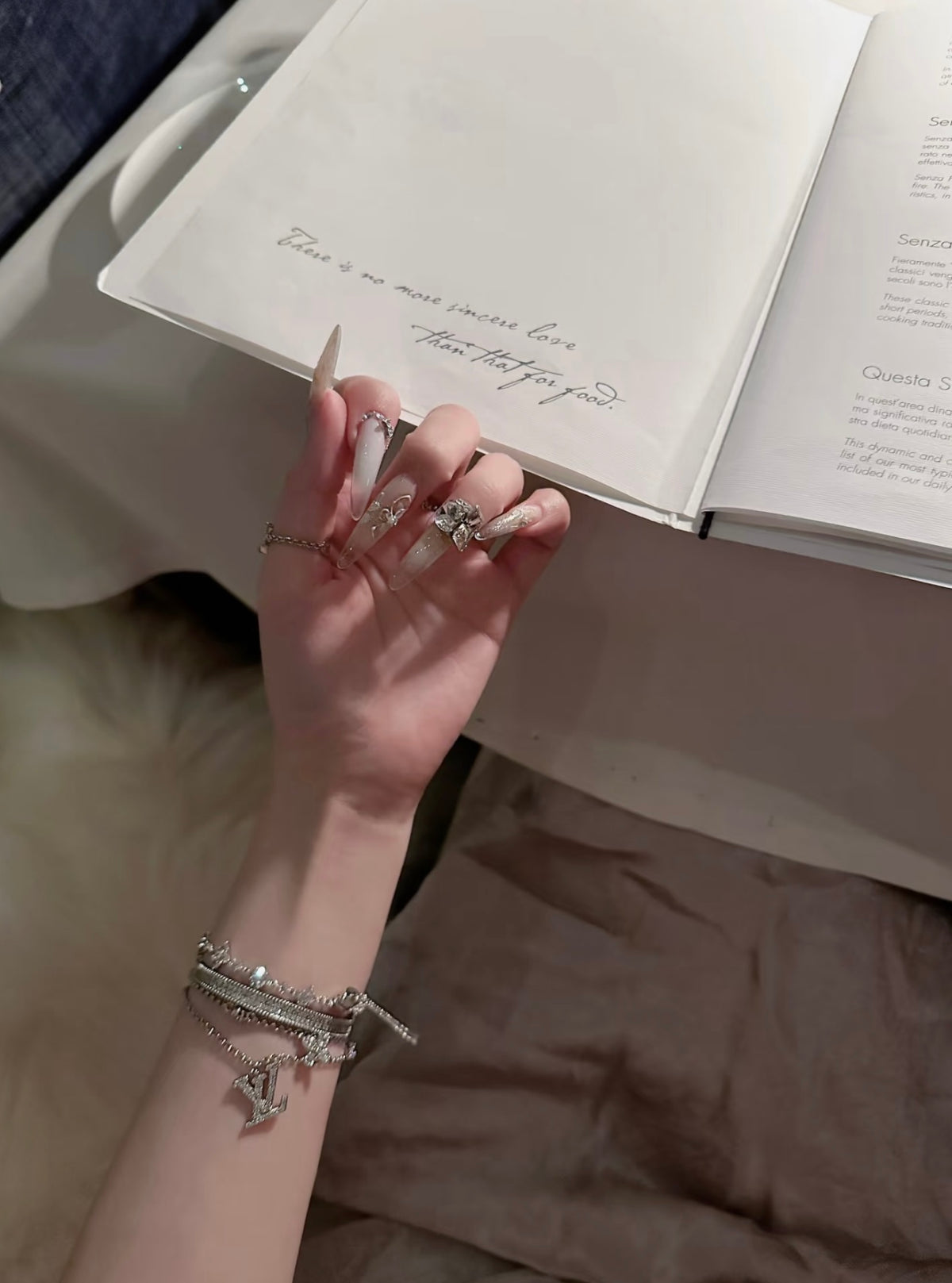 Louis Vuitton Silver-Tone Double-Layer Square Crystal Accent Bracelet - album image 5