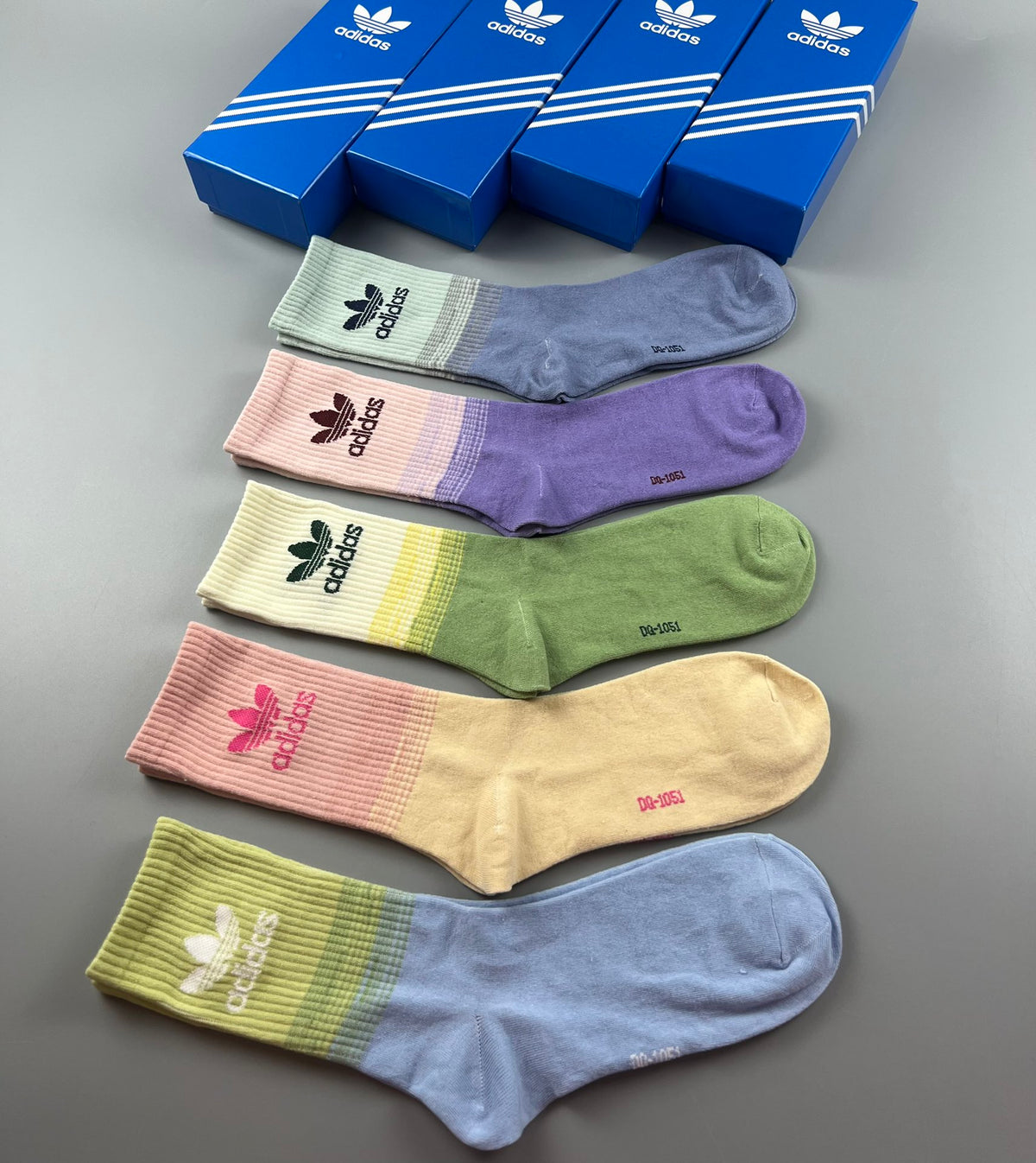 Adidas Green Pastel Ribbed Socks - Boxed Set of 5 Pairs - image 9