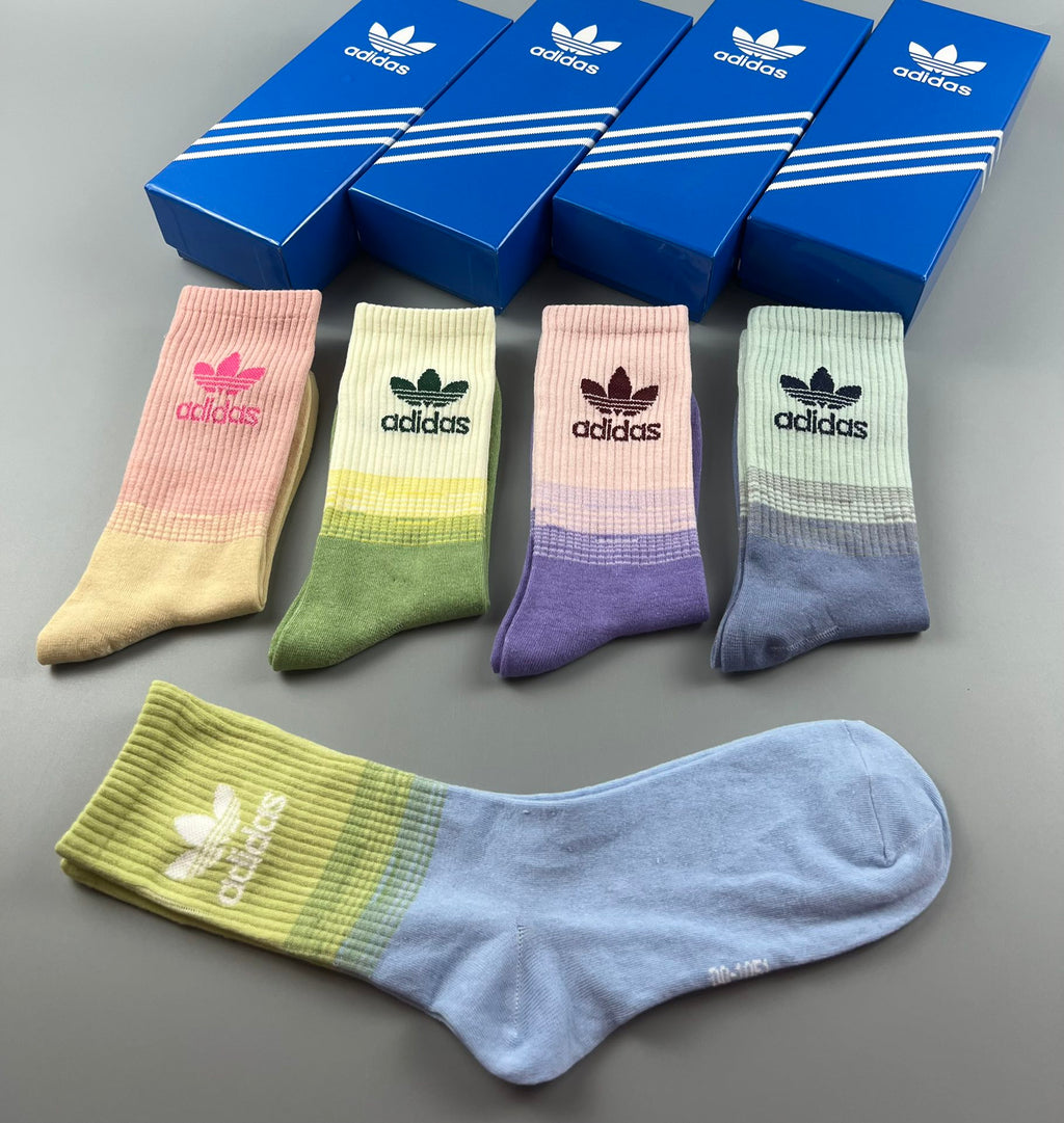 Adidas Green Pastel Ribbed Socks - Boxed Set of 5 Pairs - image 7