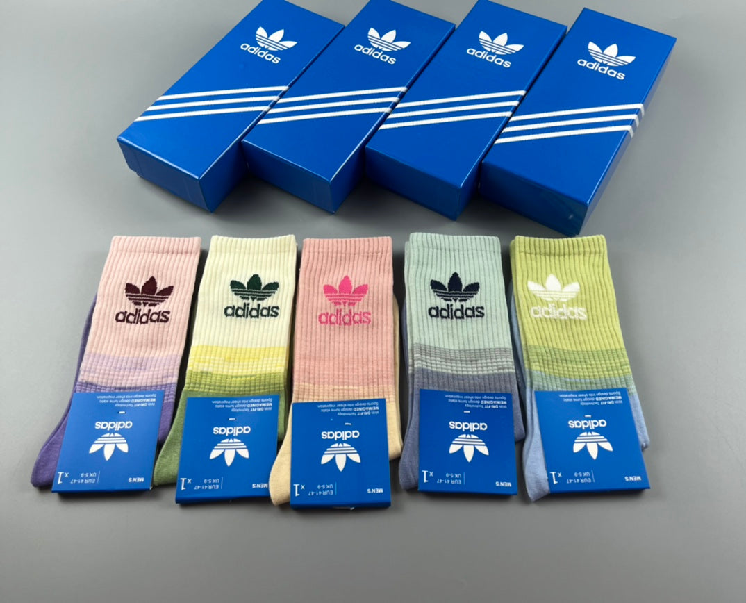 Adidas Green Pastel Ribbed Socks - Boxed Set of 5 Pairs - image 2