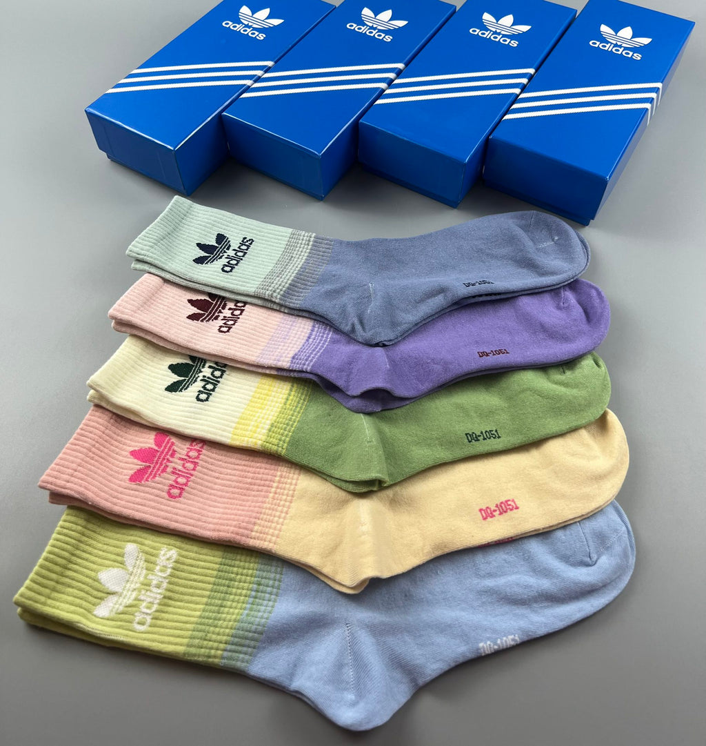 Adidas Green Pastel Ribbed Socks - Boxed Set of 5 Pairs - image 8
