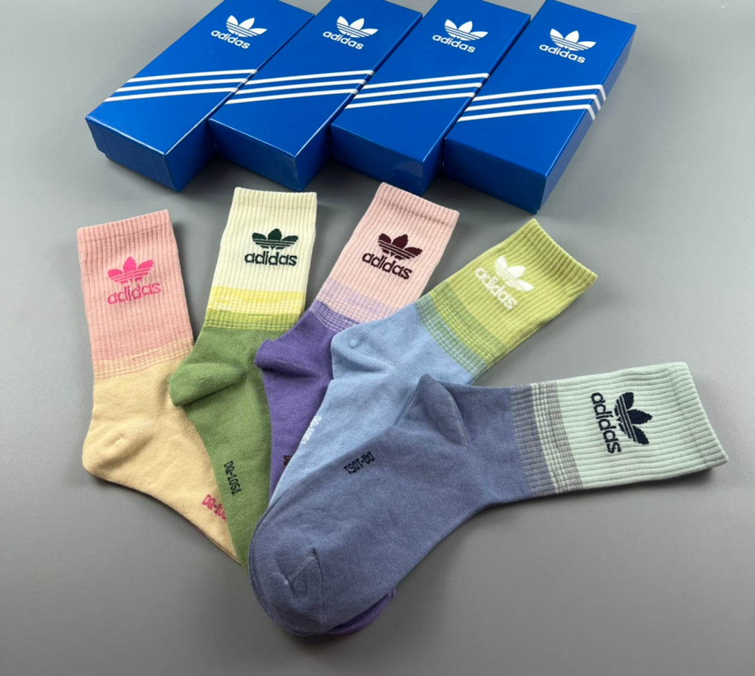 Adidas Green Pastel Ribbed Socks - Boxed Set of 5 Pairs - image 5