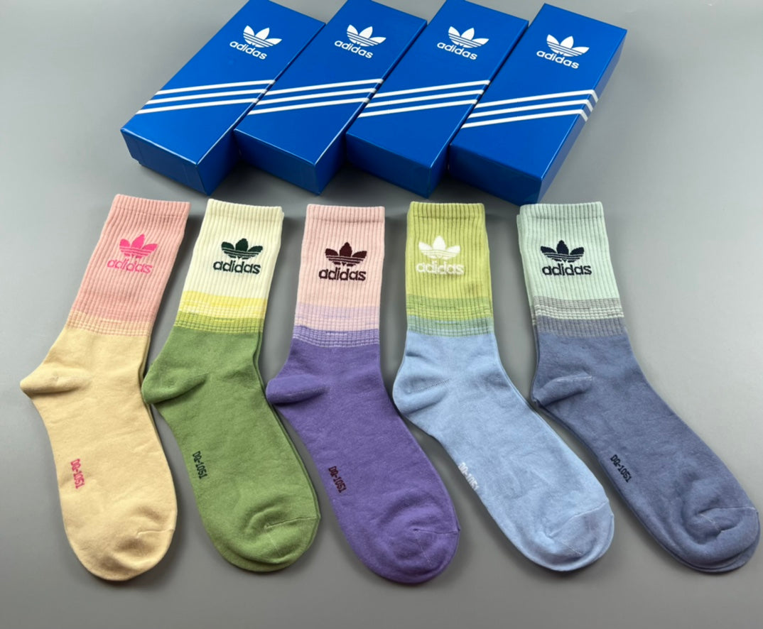 Adidas Green Pastel Ribbed Socks - Boxed Set of 5 Pairs - image 3