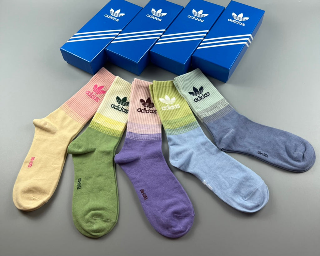 Adidas Green Pastel Ribbed Socks - Boxed Set of 5 Pairs - image 4