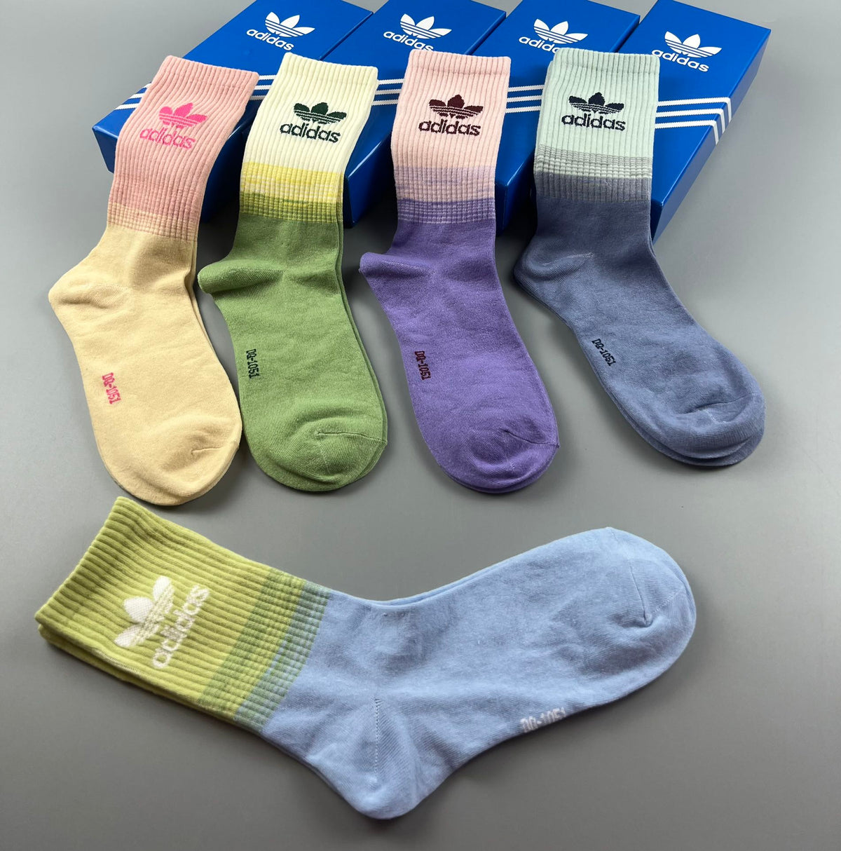 Adidas Green Pastel Ribbed Socks - Boxed Set of 5 Pairs - image 6