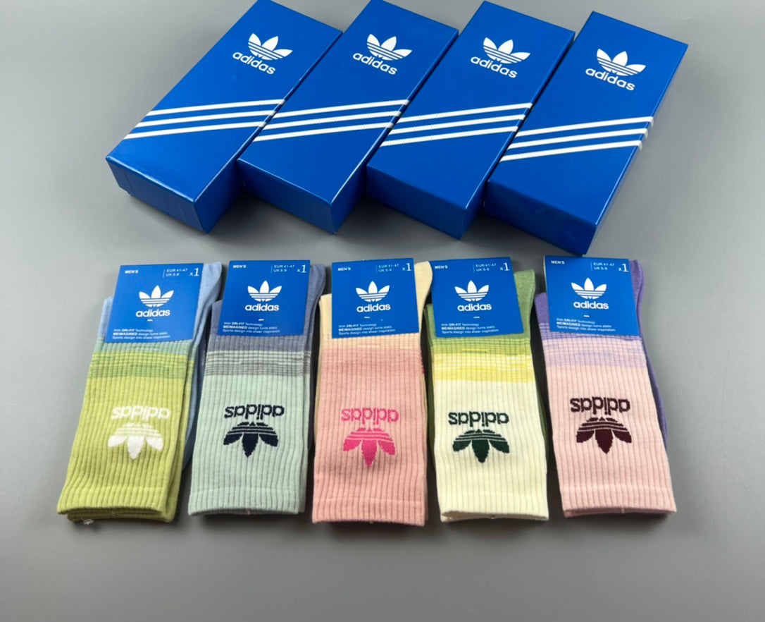 Adidas Green Pastel Ribbed Socks - Boxed Set of 5 Pairs - image 1