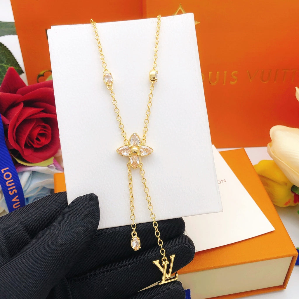 Louis Vuitton Blossom Tassel Marquise Crystal Accent Necklace - album image 1