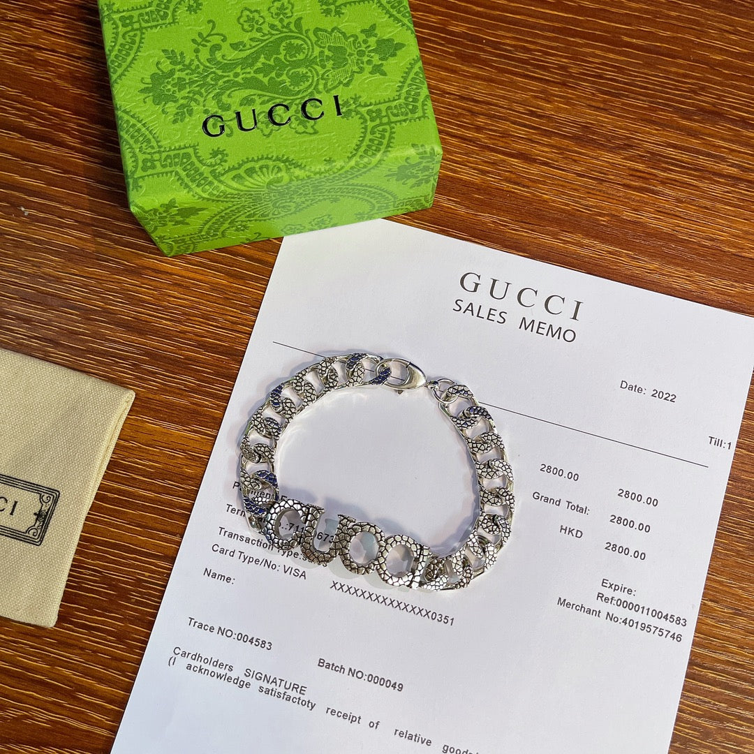 Gucci Silver-Tone Textured Chain Bracelet - album image 8